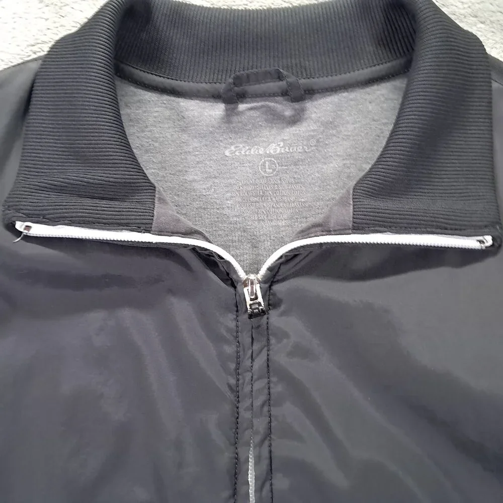 Eddie Bauer Lightweight Lined Jacket Men L Large Gray Full Zip